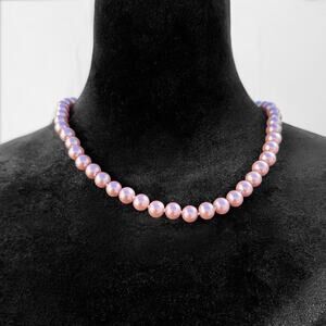 Light Pink Lilac 8mm Genuine South Sea Shell Pearls Beads Necklace 18” Strand